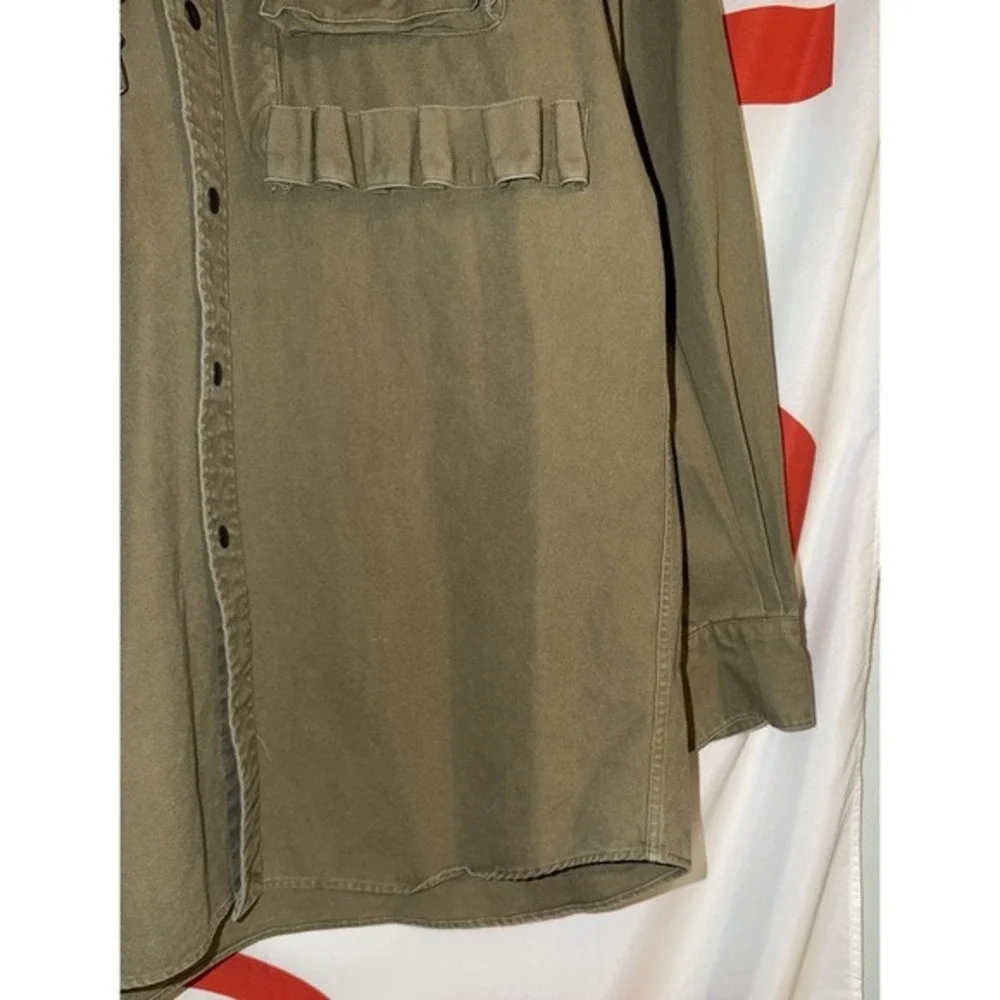 Vintage Polo Ralph Lauren‎ Snap Shirt Medium Military Green Hunting Safari Shoot